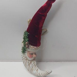 Ceramic Santa Moon 8 Inch Christmas Ornament